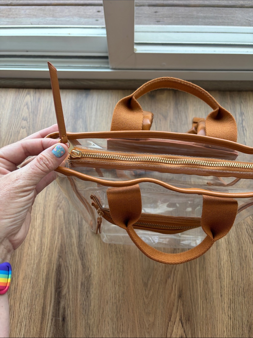 Universal Thread Clear Backpack with Tan Trim Mini - Picture 3 of 6
